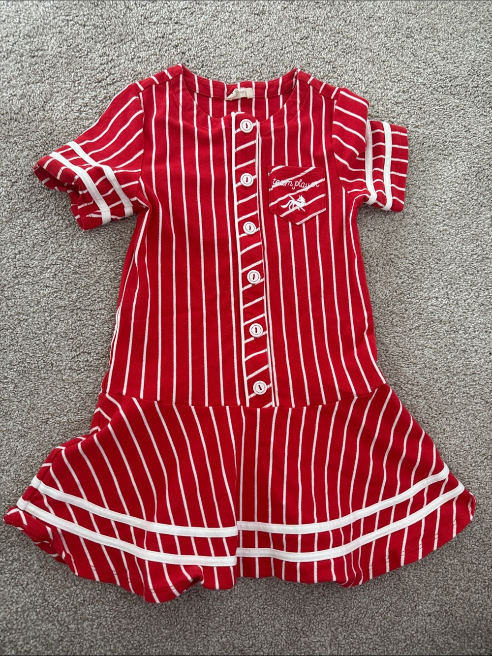 Kids Red Striped Casual Dress